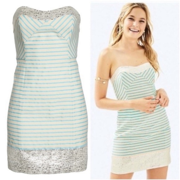 NWT Lilly Pulitzer Bayview stripe strapless dress Sz 2 - Picture 2 of 8